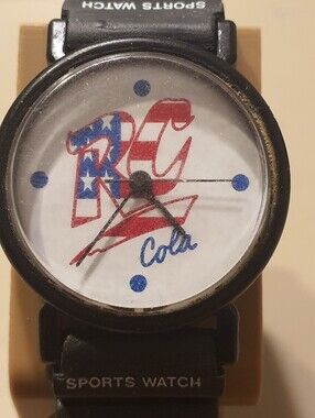Vtg RC Cola Black White USA Flag Themed Unisex Watch